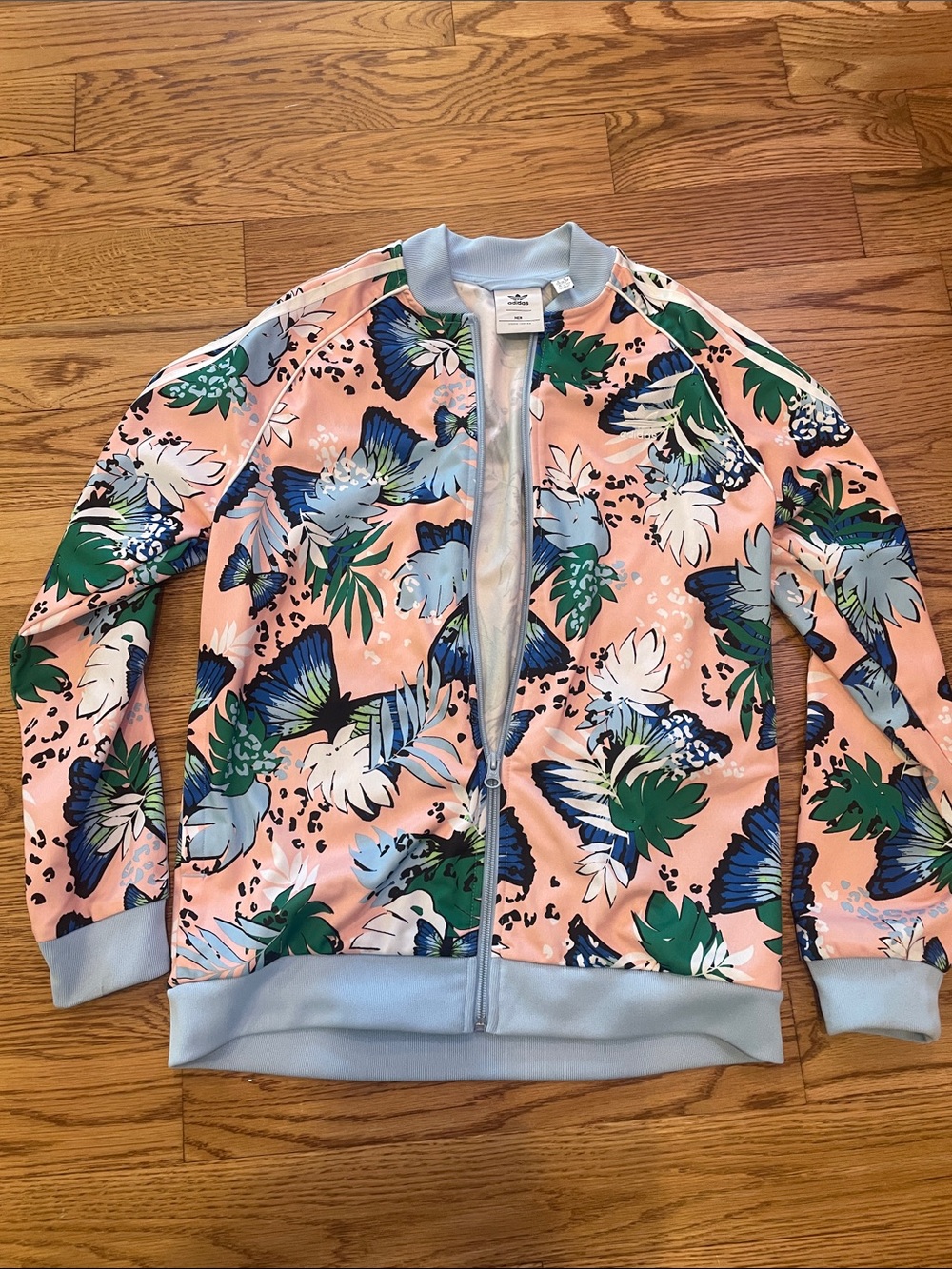 adidas Floral Bomber Jacket in Peach, Blue & Green